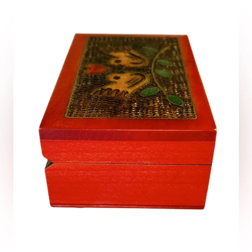 Gorgeous Love Birds Wooden Trinket Box